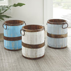 Coastal Blue-Washed Wood Bucket