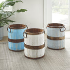 Coastal Blue-Washed Wood Bucket