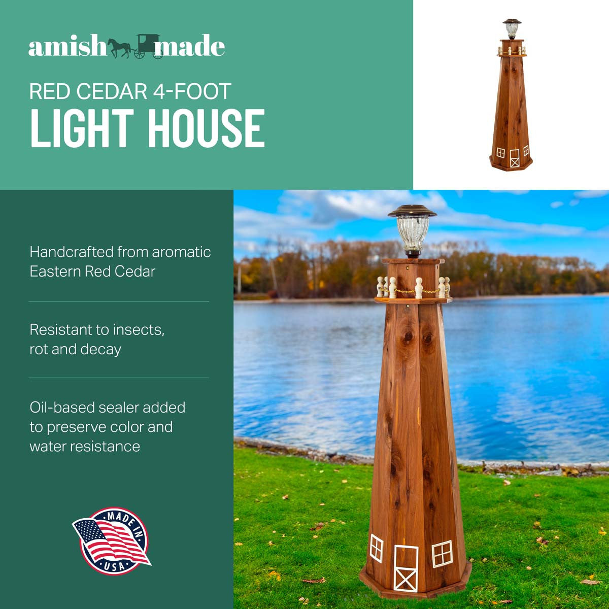 Seaside Beacon Solar Lighthouse - Large