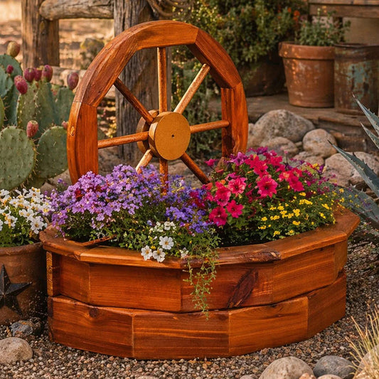 Timber Creek Cedar Wagon Wheel Planter
