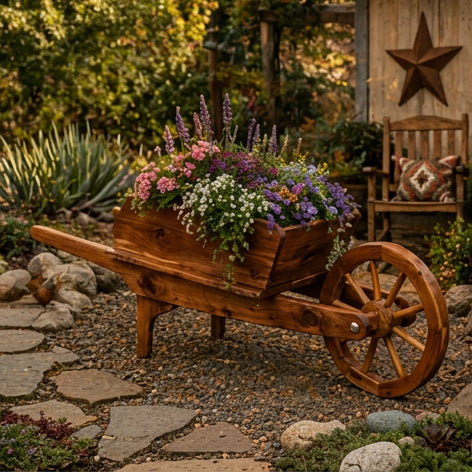 Timber Creek Cedar Wheelbarrow Planter