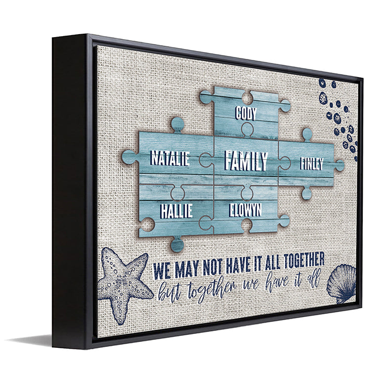 Seaside Puzzle Personalized Framed Canvas - Large