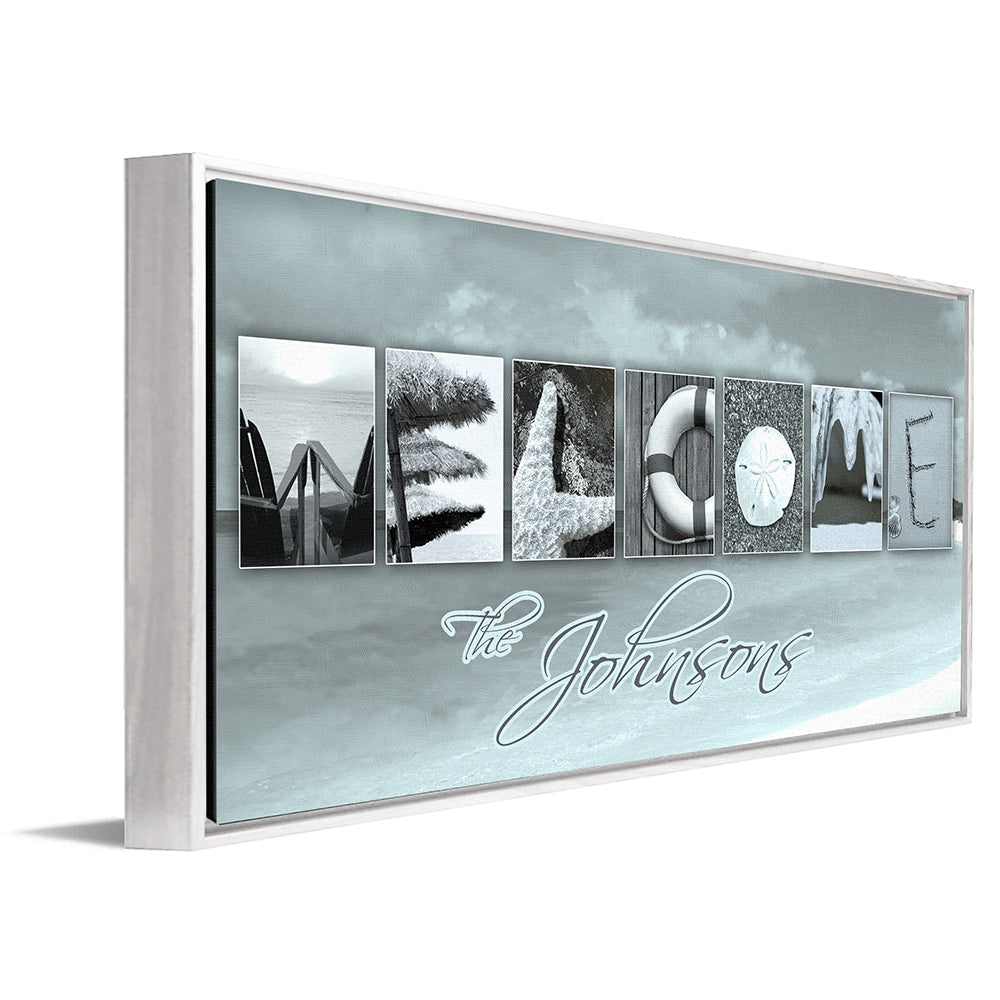 Welcome Beach Personalized Framed Canvas