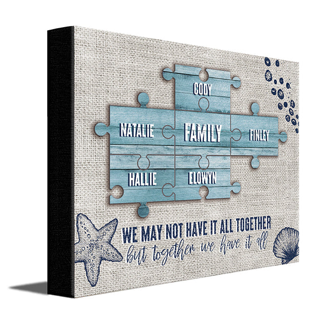 Seaside Puzzle Personalized Stretched Canvas - Small