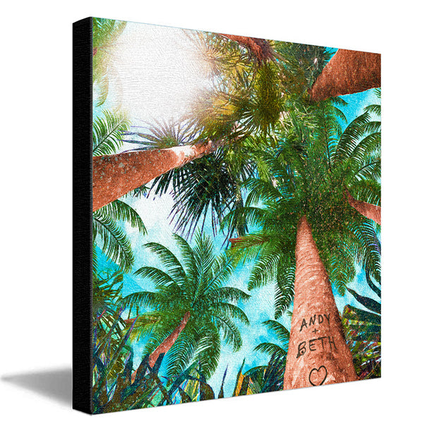 Palm Canopy Personalized Stretched Canvas Art - Small