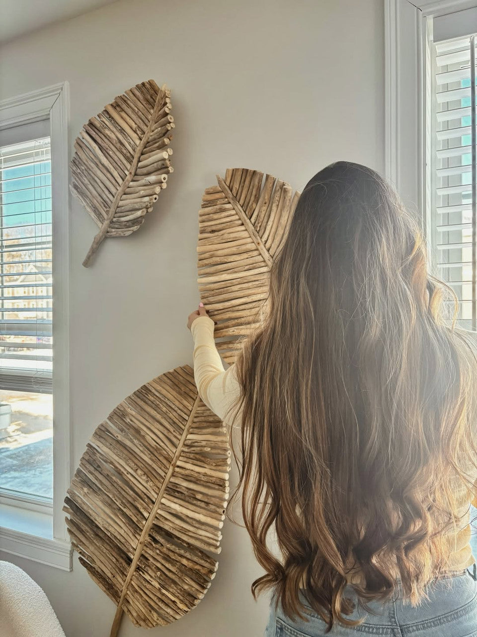 Driftwood Tropical Leaf Wall Art - Set of 3