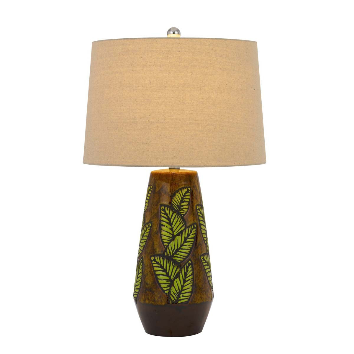 Etched Green Leaf Table Lamp