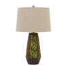 Etched Green Leaf Table Lamp