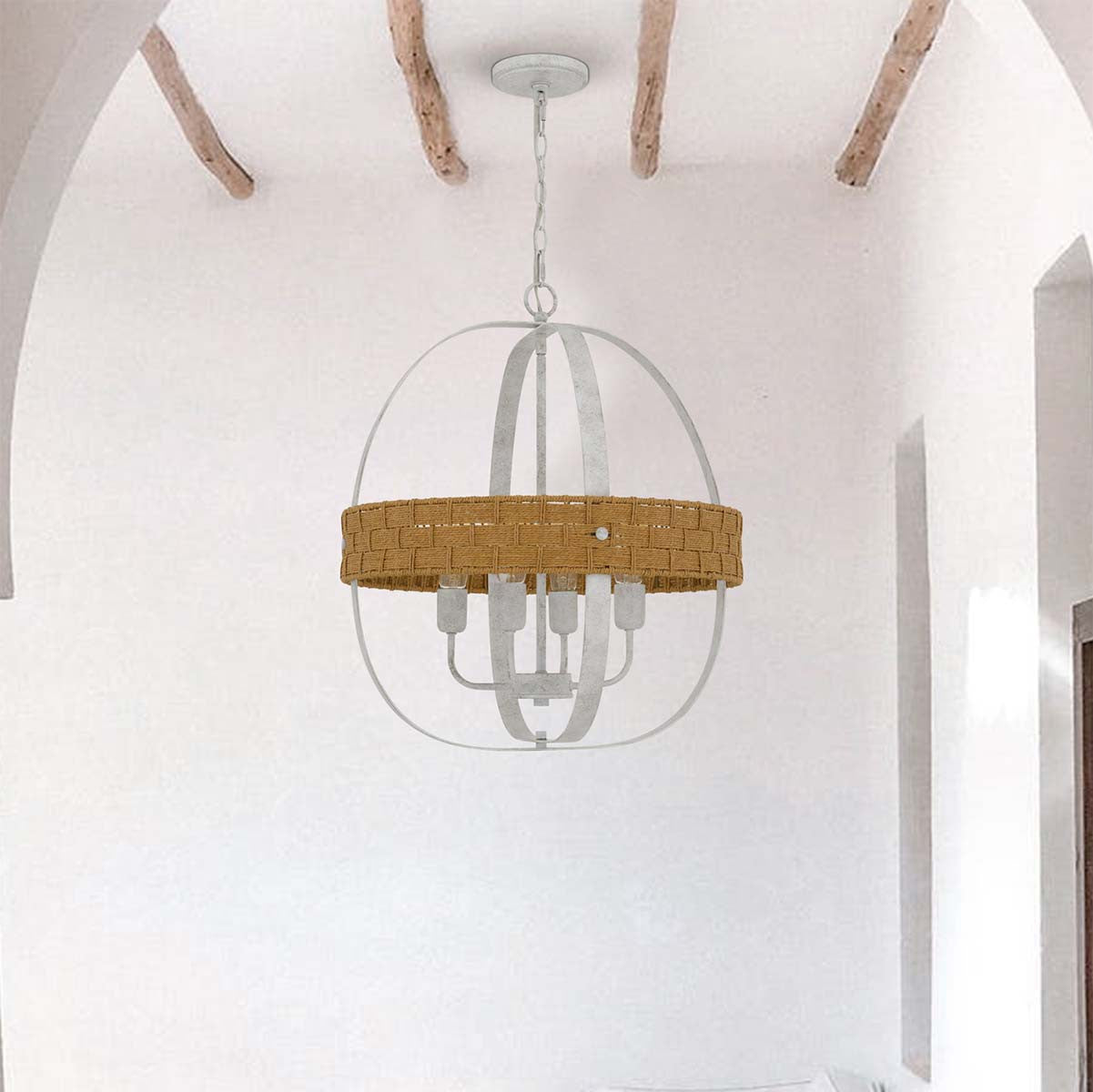 Barlow Cane Metal Chandelier - 4 Light