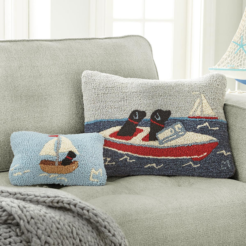 Sailing Lab Hooked Wool Rectangular Pillow - OVERSTOCK