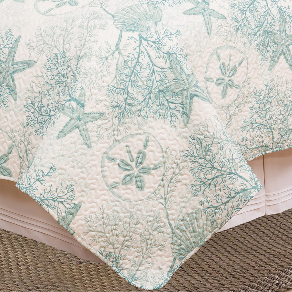 Ivory Sea Garden Quilt Set - Full/Queen