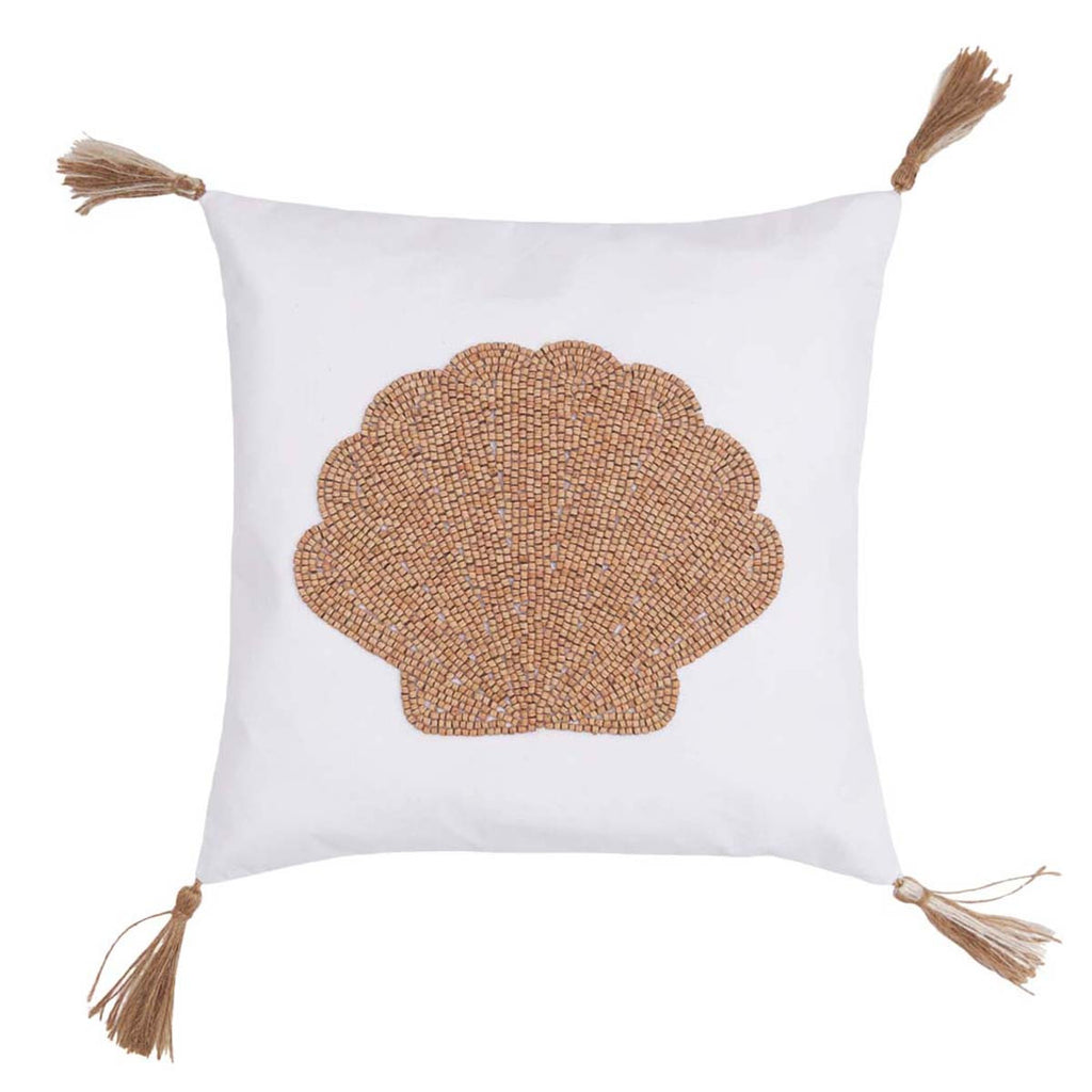 Wood Shell Beaded Pillow