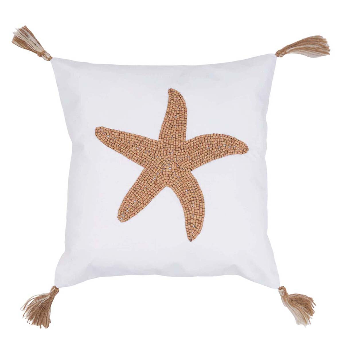 Wood Starfish Beaded Pillow