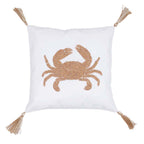 Wood Crab Beaded Pillow