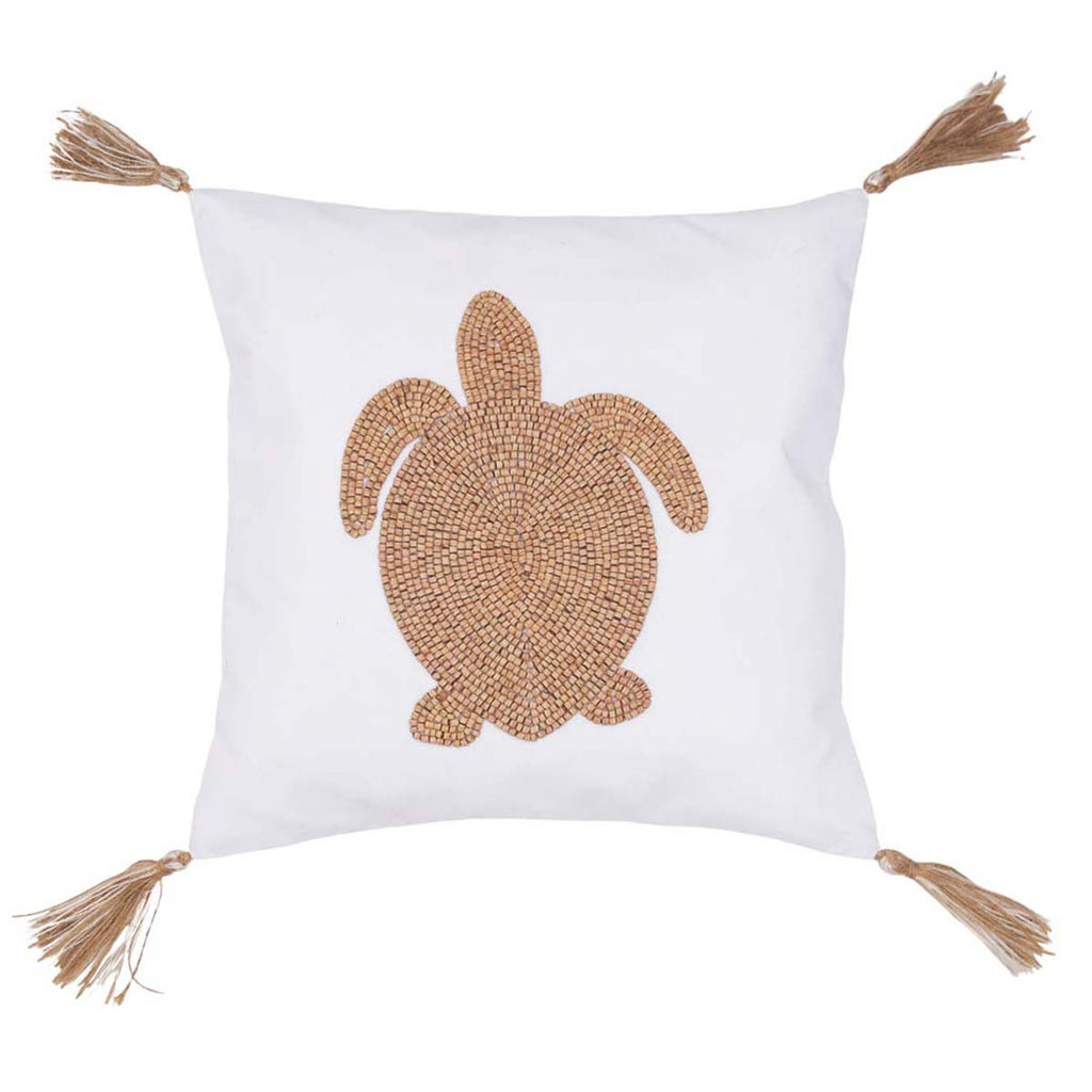 Wood Turtle Beaded Pillow