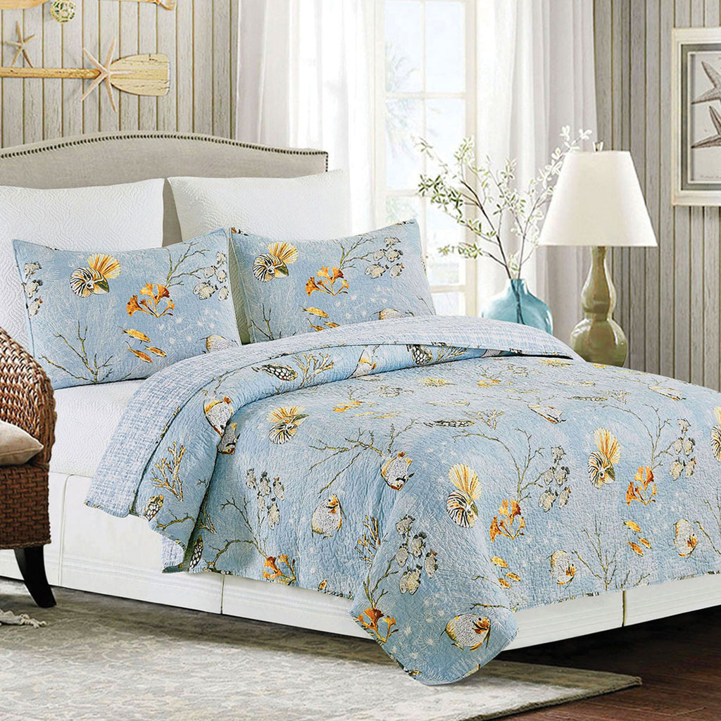 Undersea Impressions Quilt Bed Set - Full/Queen - OVERSTOCK