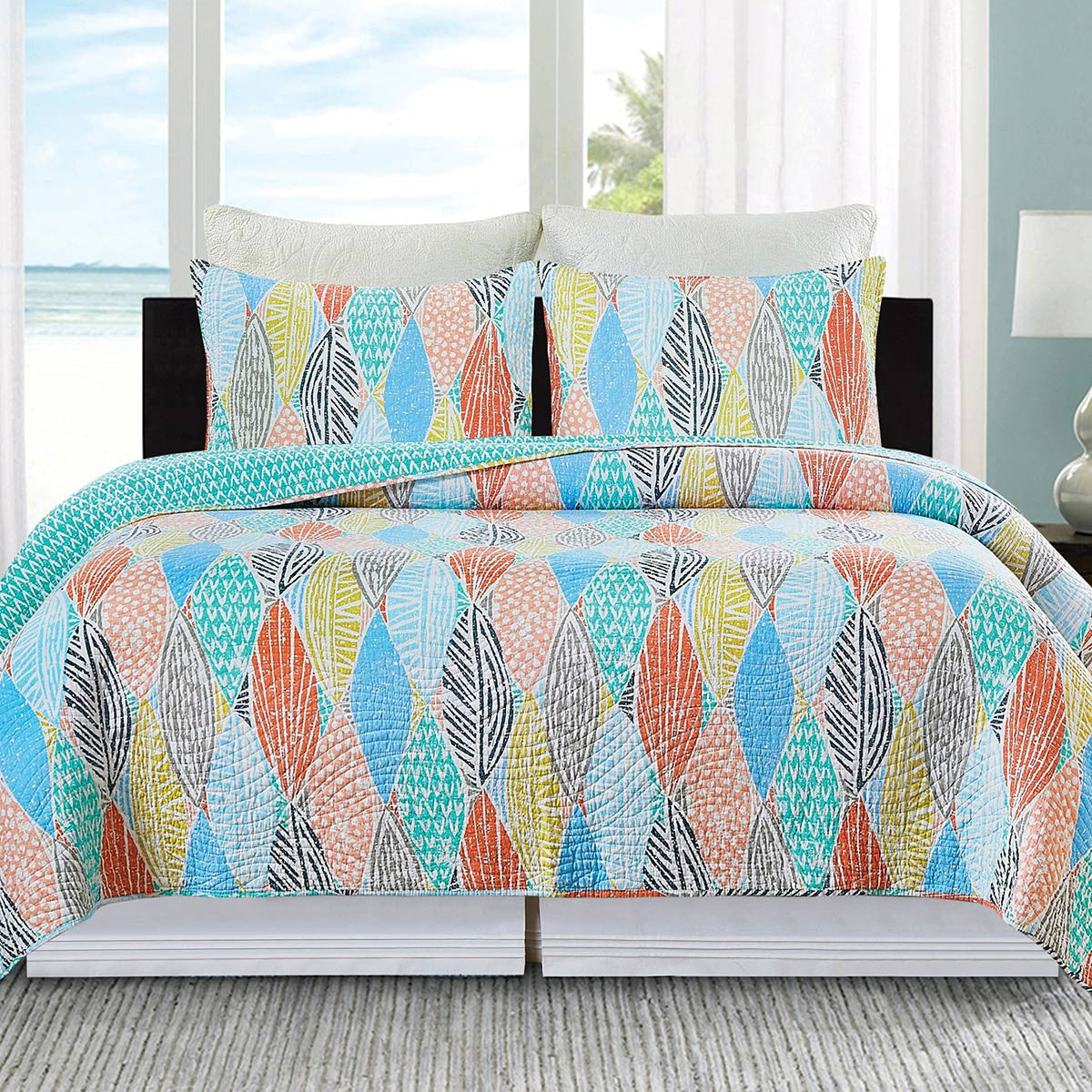 Coastal Colors Quilt Bed Set - King