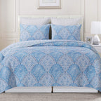 Seaside Azure Quilt Bed Set - Full/Queen