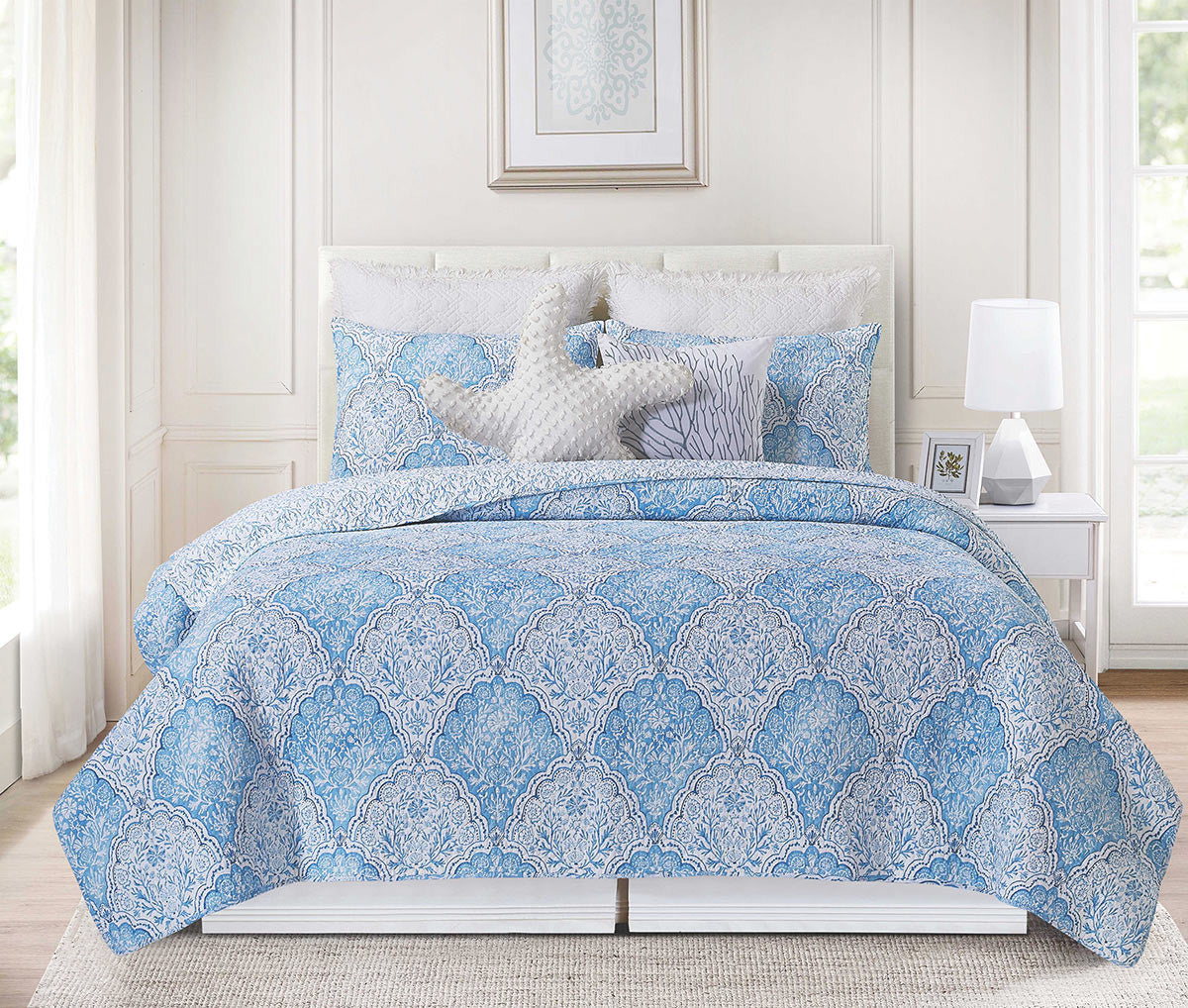 Seaside Azure Quilt Bed Set - King
