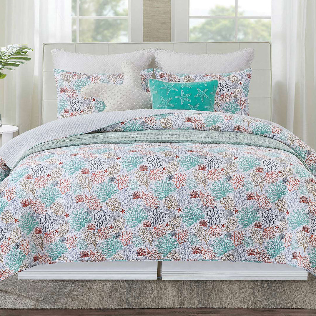 Coral Palette Quilt Set - Full/Queen