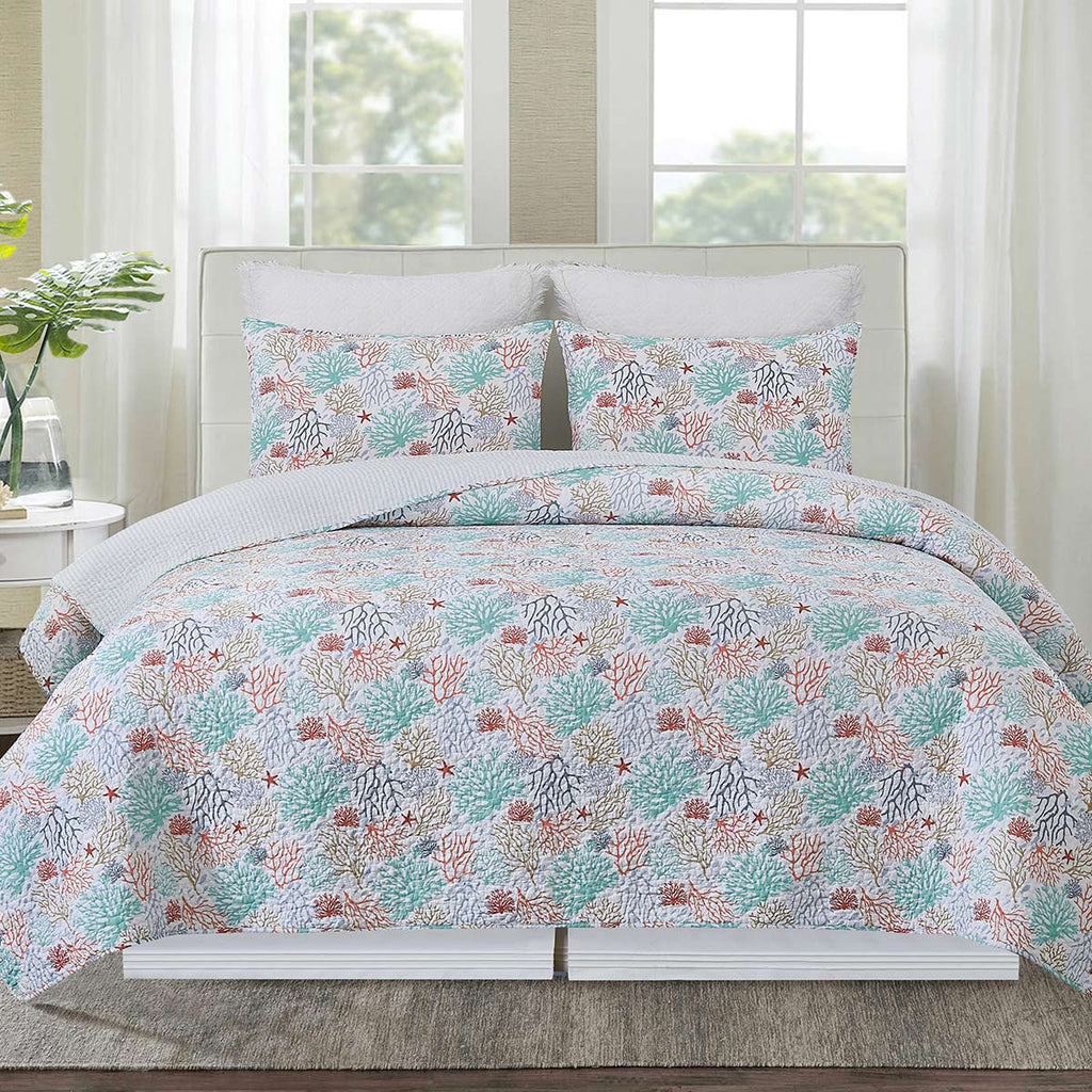 Coral Palette Quilt Set - Full/Queen