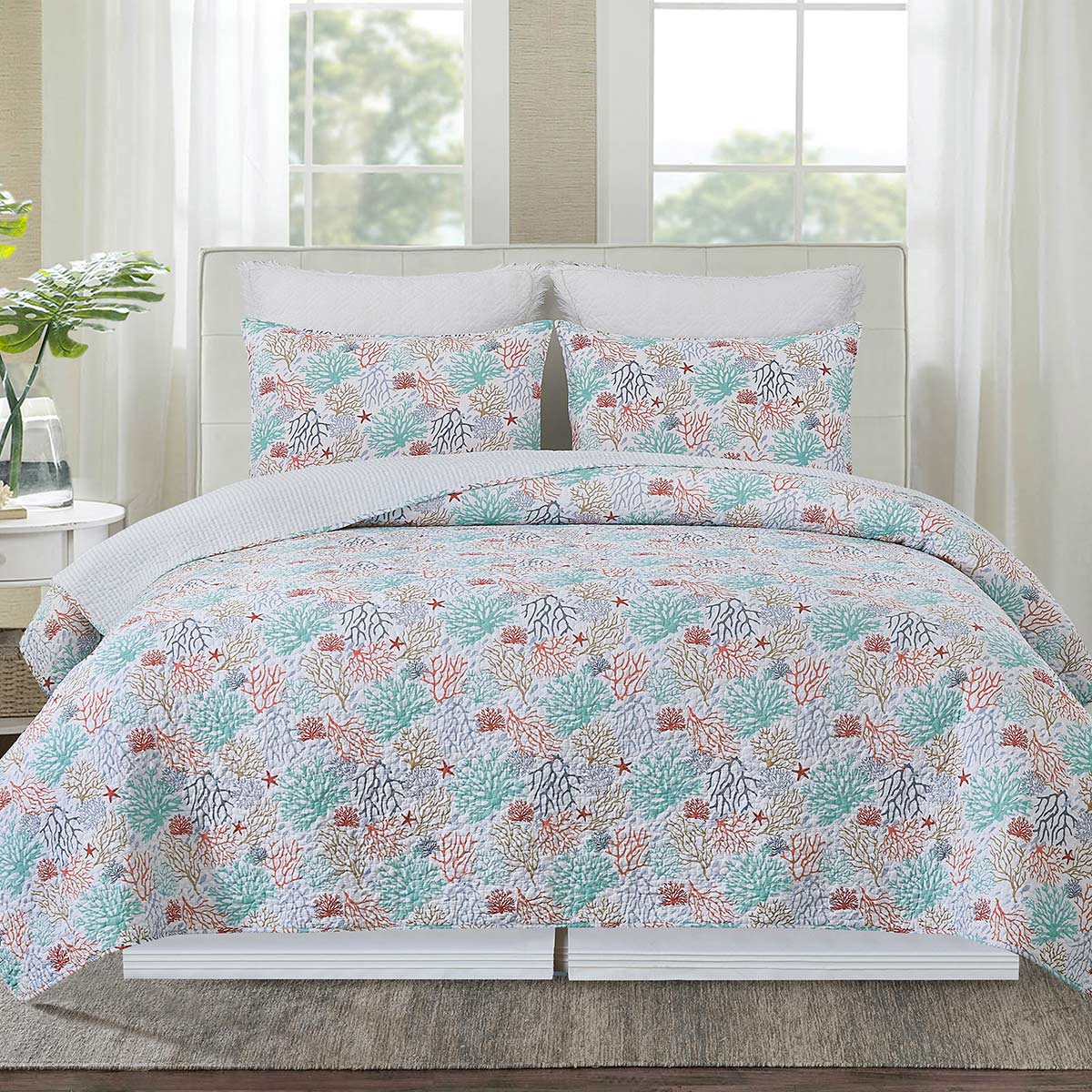 Coral Palette Quilt Set - Full/Queen