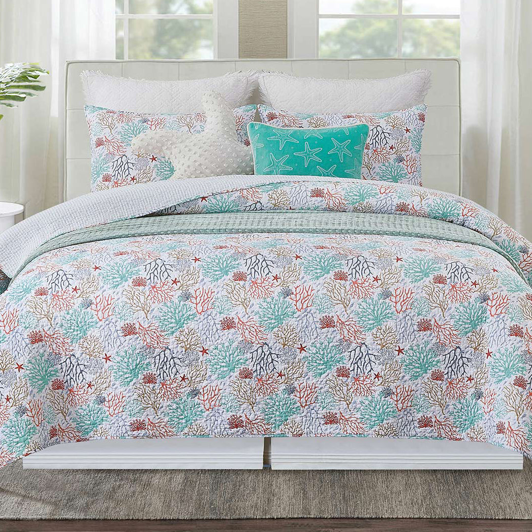 Coral Palette Quilt Set - King