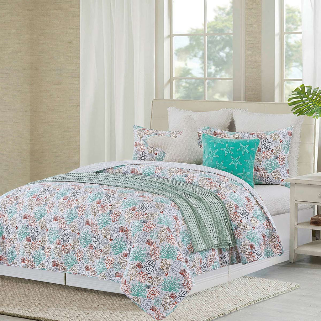 Coral Palette Quilt Set - King
