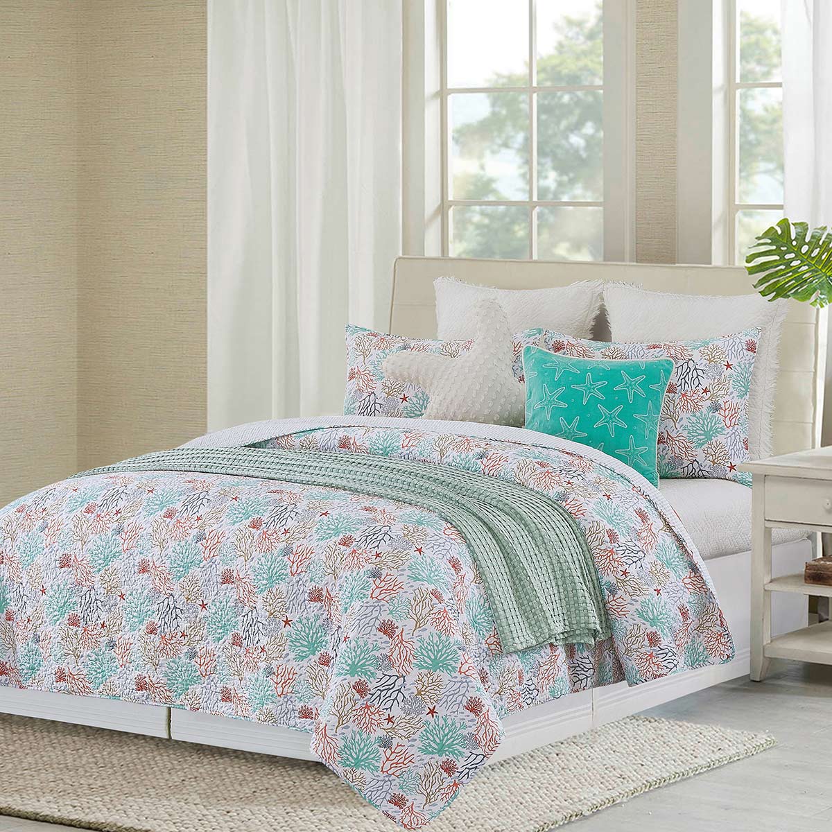 Coral Palette Quilt Set - King