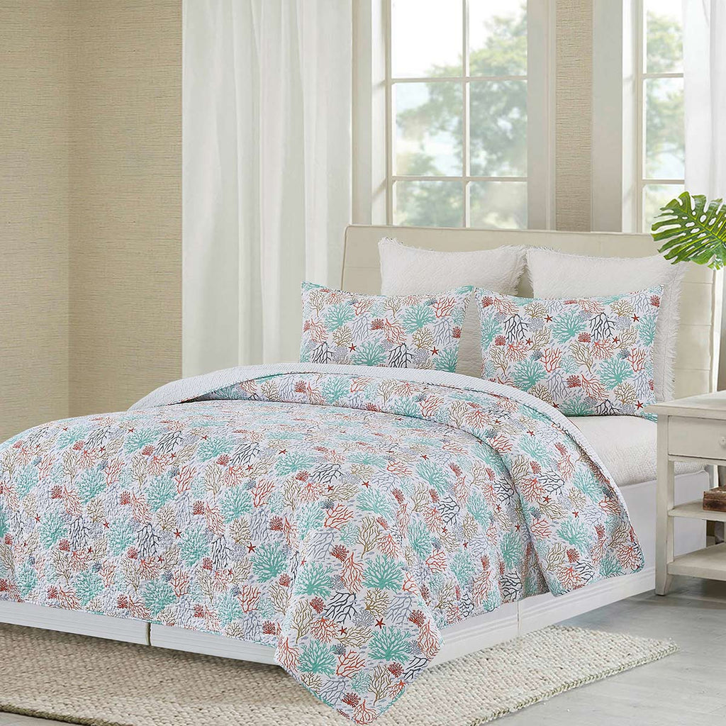 Coral Palette Quilt Set - King