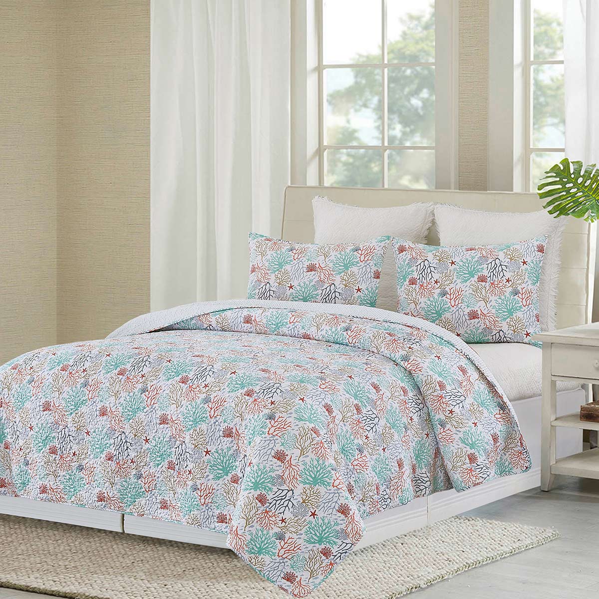 Coral Palette Quilt Set - King
