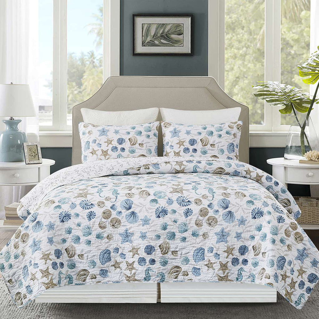 Shellscape Quilt Bed Set - Full/Queen