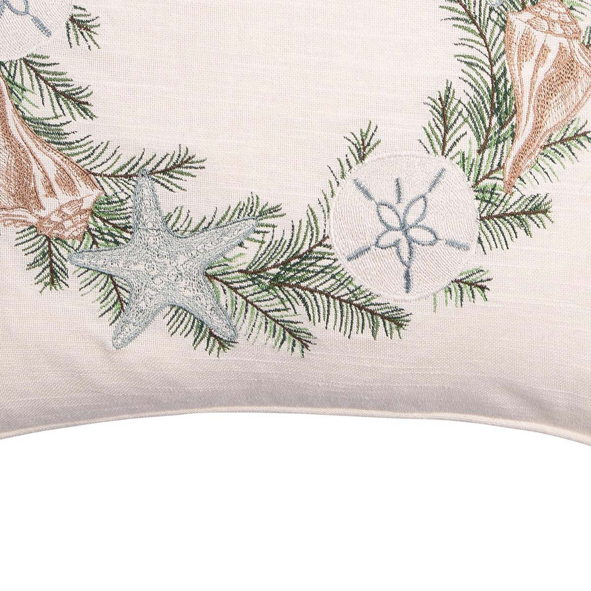 Coastal Carol Wreath Pillow