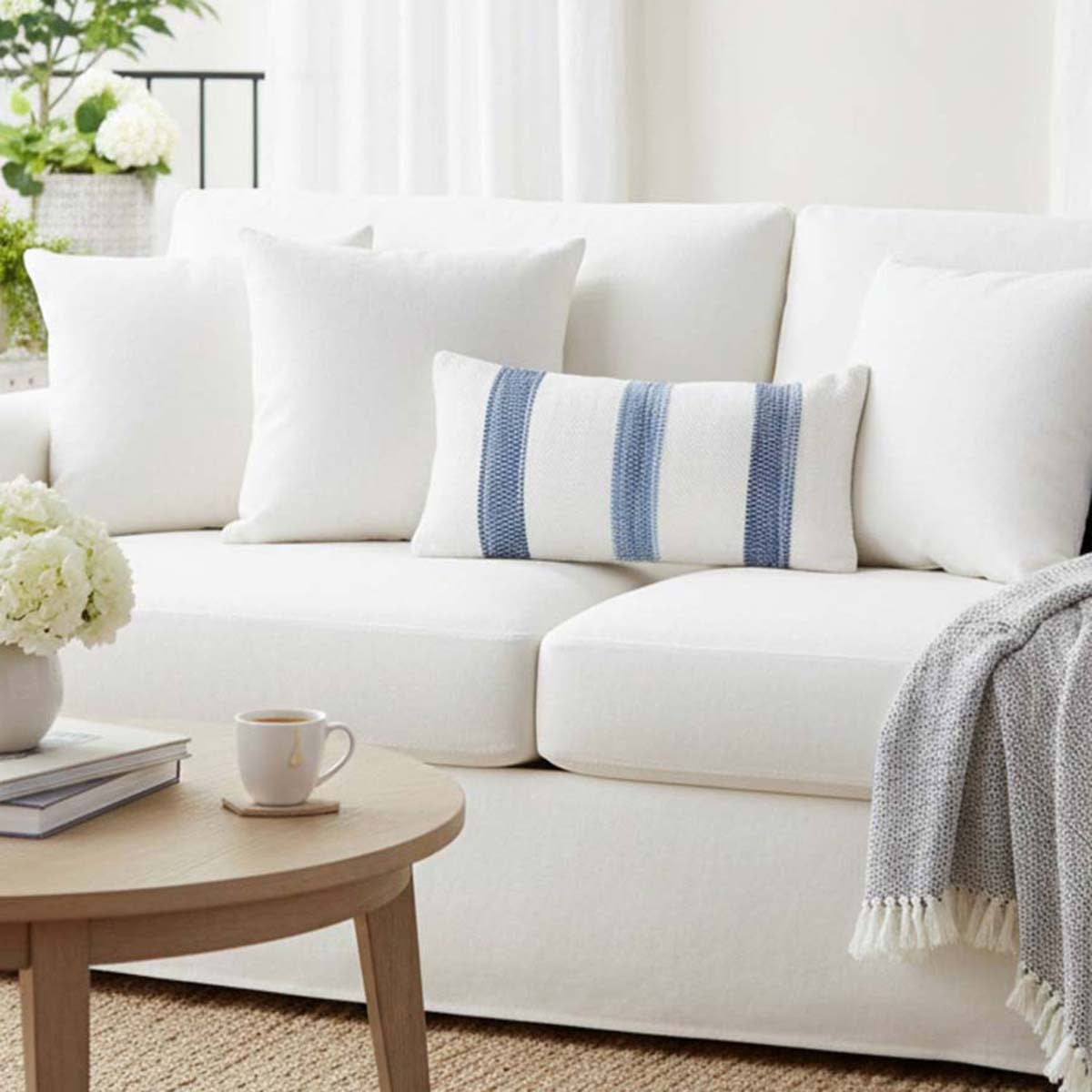 Azure Woven Throw Pillow