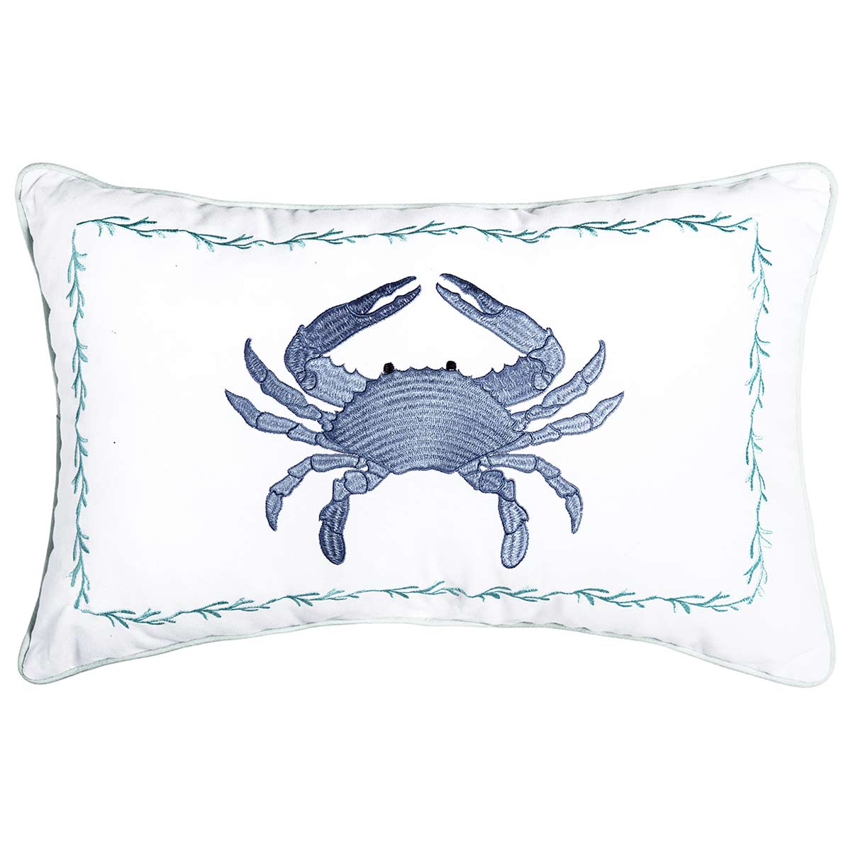 Coral Crab Embroidered Pillow