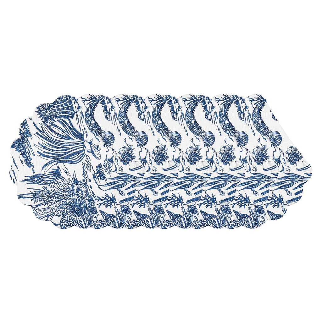 Indigo Coral Round Placemats - Set of 6