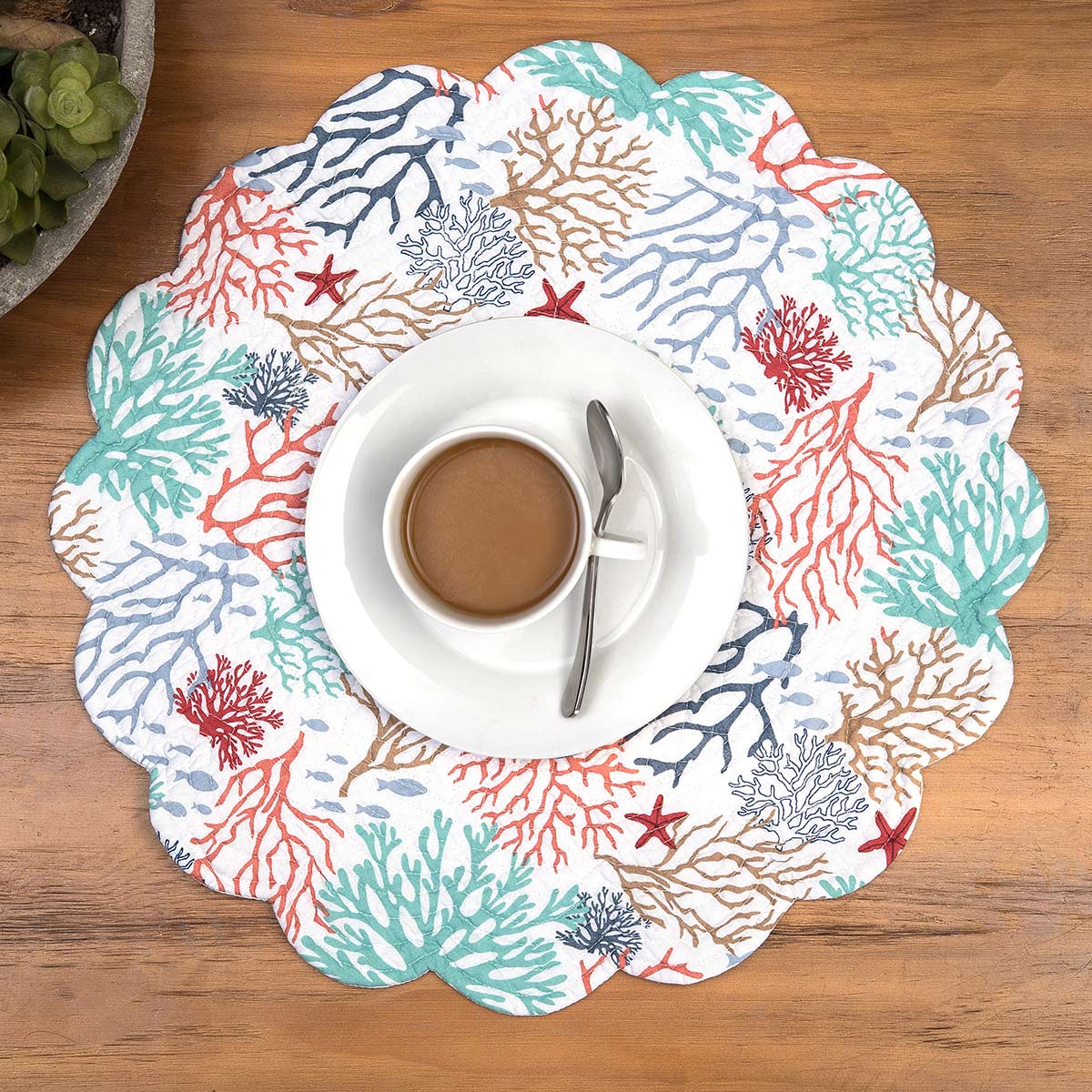 Coral Palette Round Placemats - Set of 6