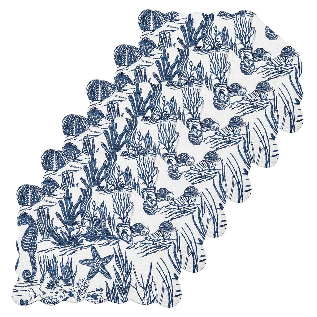 Indigo Coral Placemats - Set of 6