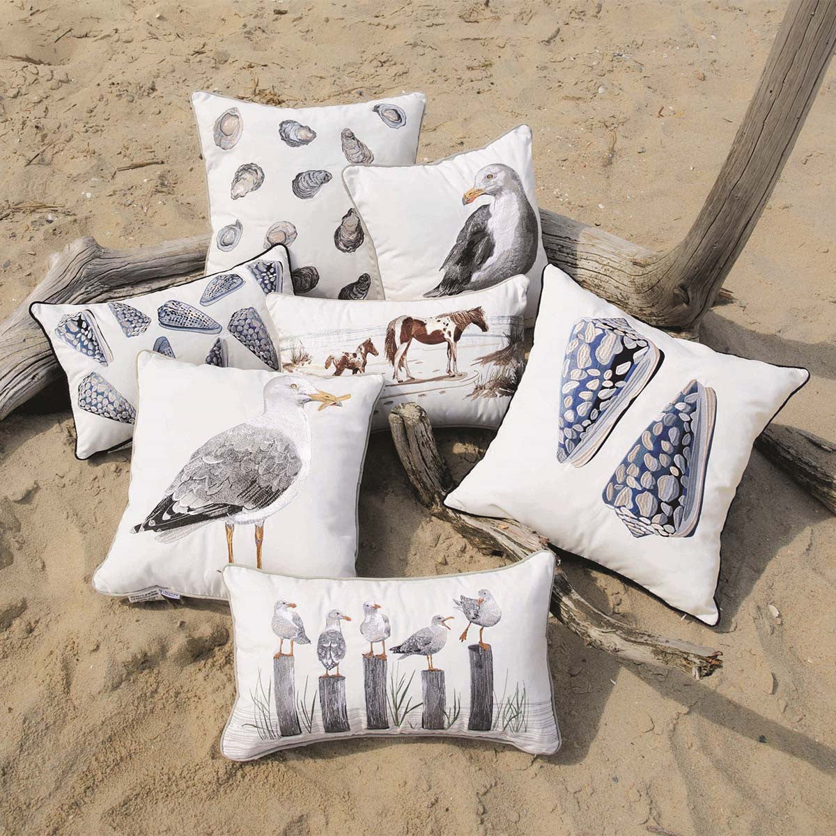 Blue Coneshells Indoor/Outdoor Square Pillow