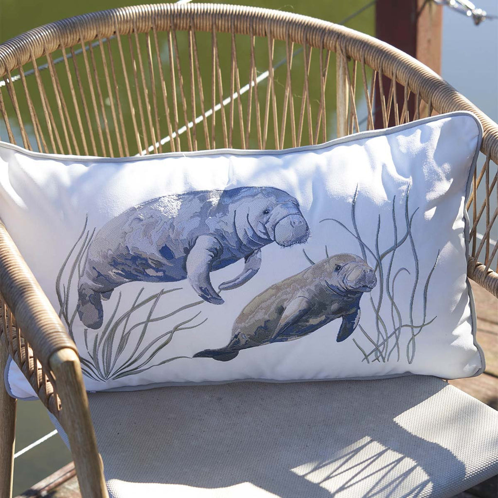 Manatee Meetup Indoor/Outdoor Lumbar Pillow
