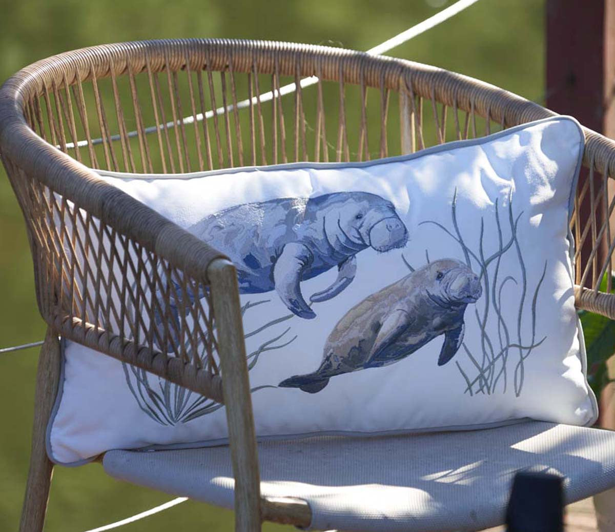 Bella Coastal Decor Manatee Meetup Lumbar Pillow