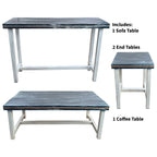 Bow Line Table Set with Square End Tables (4pcs)