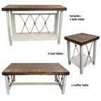 Mariner's Table Set with Square End Tables & Wood Top (4pcs)