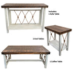 Mariner's Table Set with Rectangular End Tables & Wood Top (4pcs)