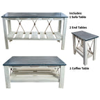 Marina Blue Table Set with Rectangular End Tables (4pcs)