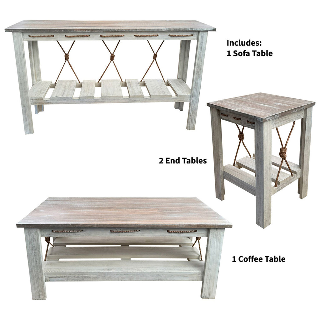 Marina Gray Table Set with 17-Inch Square End Tables (4pcs)