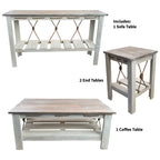 Marina Gray Table Set with 17-Inch Square End Tables (4pcs)