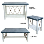 Mariner's Table Set with Rectangular End Tables & Navy Top (4pcs)