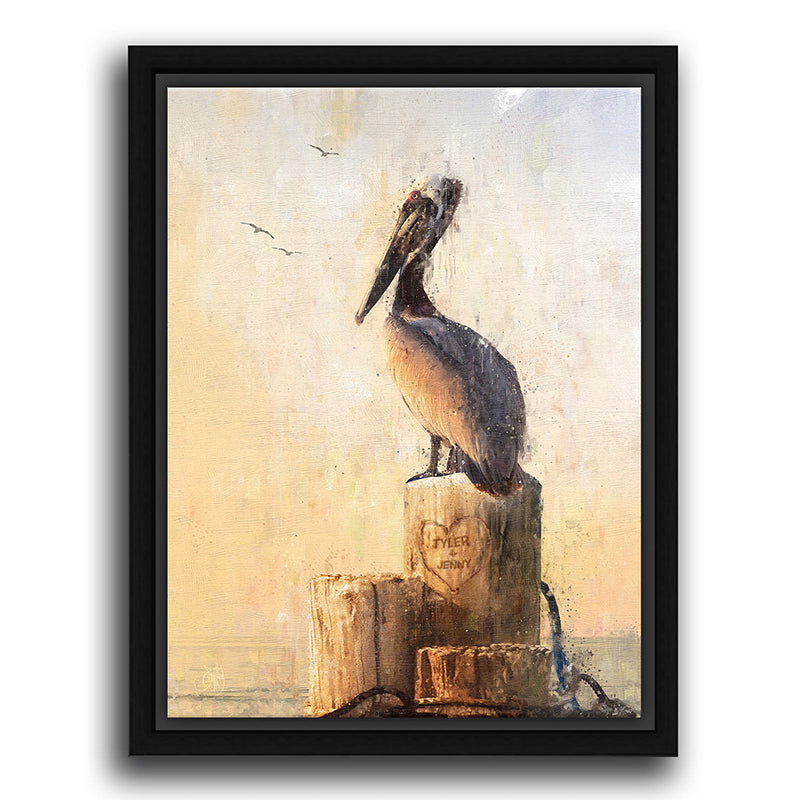 Pelican Perch Personalized Framed Canvas - Small