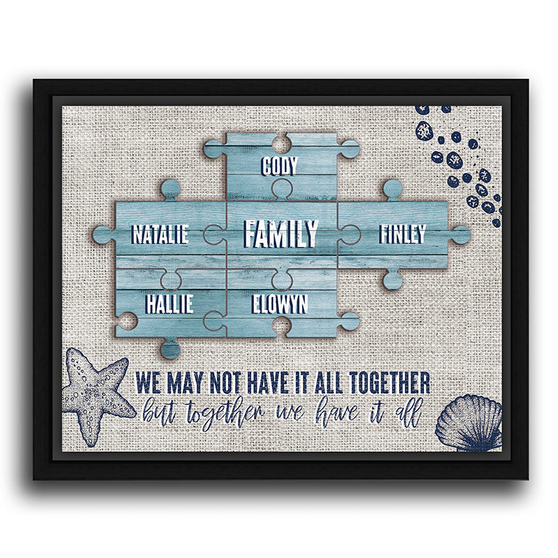 Seaside Puzzle Personalized Framed Canvas - Large